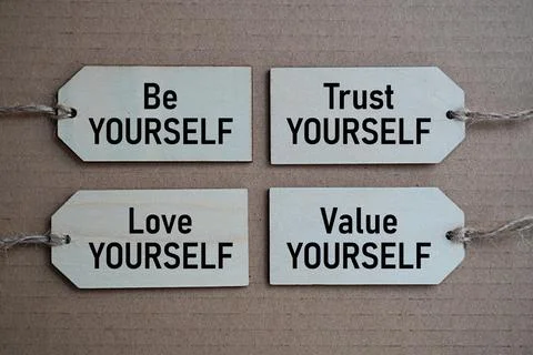 Be, trust, love, value Yourself. Motivational quotes. Self-inspiration Stock Photos