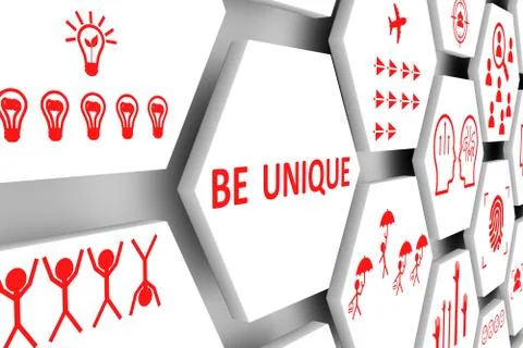 BE UNIQUE concept cell background 3d illustration Stock Illustration