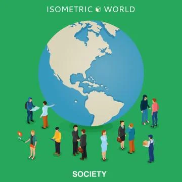 Be worldwide cosmopolitan globalization flat 3d web isometric infographic con Stock Illustration