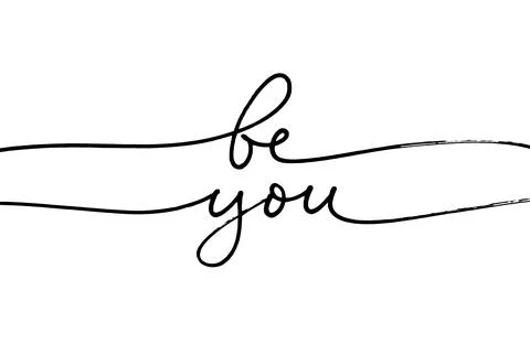 Be you vector line lettering isolated on white. Stock Illustration