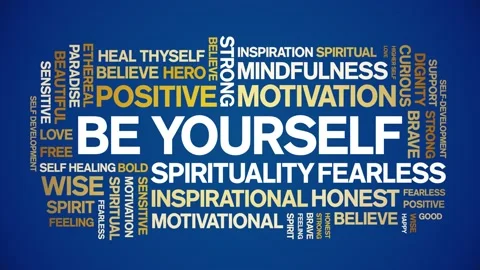 Be Yourself animated word cloud,animation tag kinetic typography seamless loop. Stock Footage 225014728