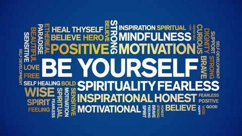 Be Yourself animated word cloud,animation tag kinetic typography seamless loop. Stock Footage 225014742