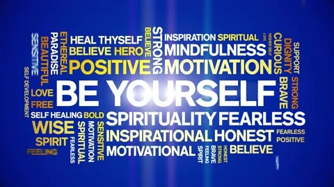 Be Yourself animated word cloud,animation tag kinetic typography seamless loop. Stock Footage 225015213