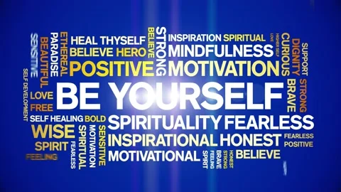 Be Yourself animated word cloud,animation tag kinetic typography seamless loop. Stock Footage 225015260