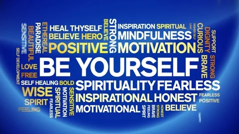 Be Yourself animated word cloud,animation tag kinetic typography seamless loop. Stock Footage 225015713