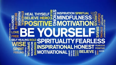 Be Yourself animated word cloud,animation tag kinetic typography seamless loop. Stock Footage 225015854