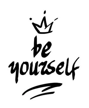 Be yourself. Handwritten text, hand brush motivation lettering. Stock Illustration