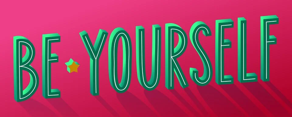 Be yourself phrase with 3d effect and shadows. Vibrant colors. Stock Illustration
