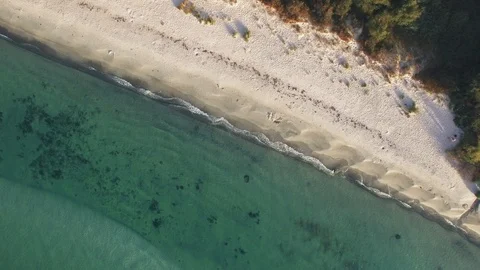 Beach 4k Aerial Drone View Ascending Overhead Summer Travel Social Media Stock Footage 102372728