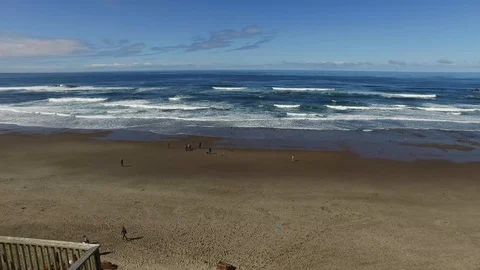 Beach from Above Lock Down Stairs Stock Footage 87926561