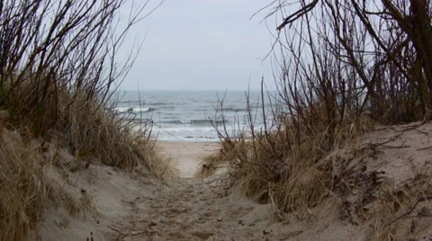 Beach Access on the Baltic sea Stock Footage 35504891