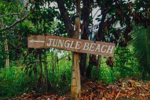 Beach Access with "Beach" Sign Stock Photos