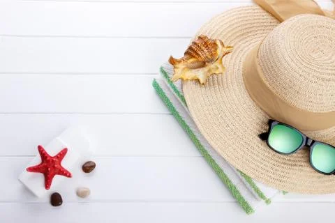 Beach accessories background Stock Photos
