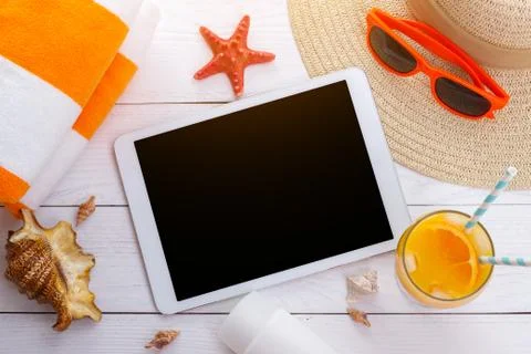 Beach accessories background Foto stock