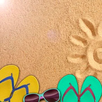 Beach accessories on the seafront Stock Photos