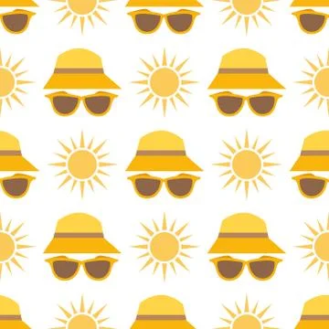 Beach accessories summer hats vector sun fashion beach travel beautiful head Stock Illustration