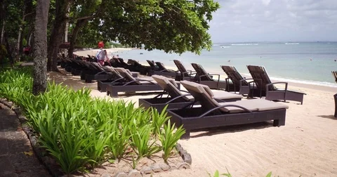 Beach activities panning shot Stock Footage 71810481