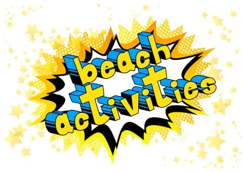 Beach Activities - Vector illustrated comic book style phrase. Stock Illustration