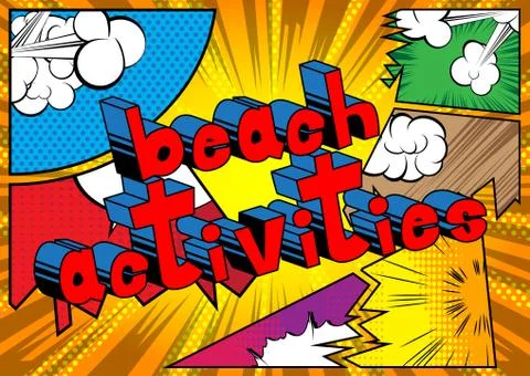 Beach Activities - Vector illustrated comic book style phrase. 스톡 일러스트