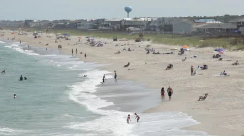 Beach activity 1b, wide, static Stock Footage 24403486