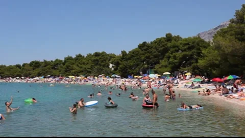 Beach in Adriatic resort Stock Footage 7763429