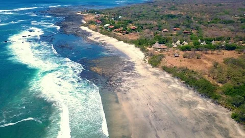 Beach Aerial Pacific Ocean Fine Sand Stock Footage 120137010