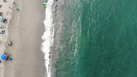 Beach Aerial Top Down Video Vídeo Stock 90595186