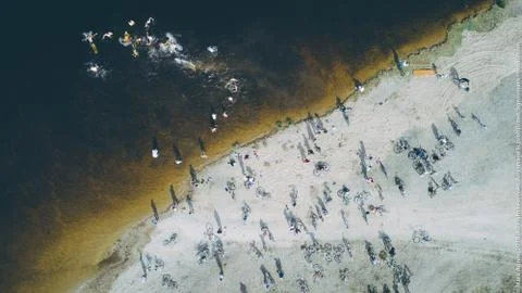 Beach aerial view pollution Stock Photos