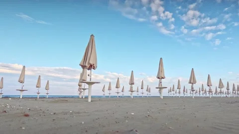 Beach Ambrellas holiday time is coming Stock Footage 239730004