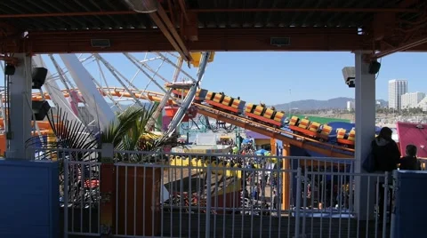BEACH AMUSEMENT PARK RIDES Stock Footage 63319745
