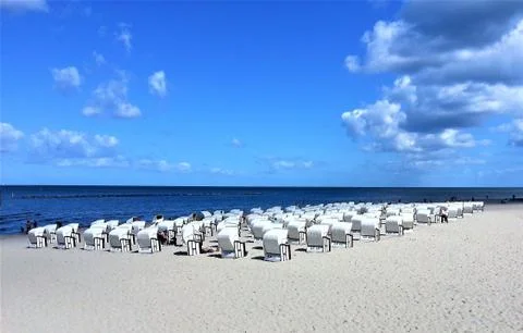 Beach and beach baskets Stock Photos
