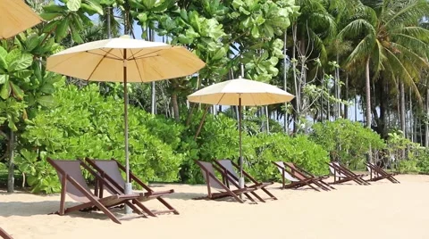 Beach and beach chairs -- Vacation concept Stock Footage 51019438