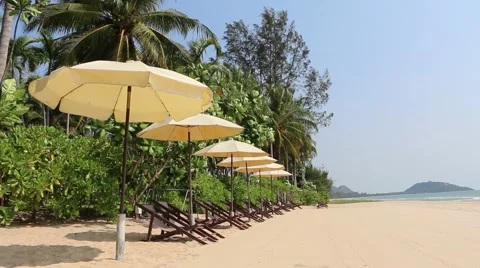 Beach and beach chairs -- Vacation concept Stock Footage 51019563