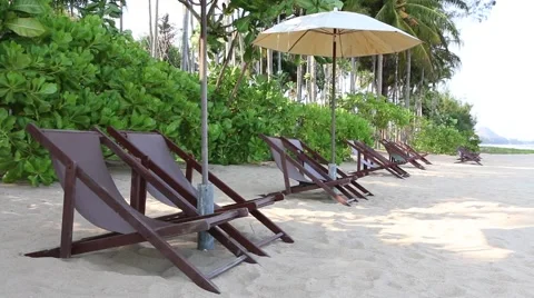Beach and beach chairs -- Vacation concept Stock Footage 51019615