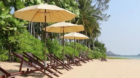 Beach and beach chairs -- Vacation concept Stock Footage 51020586