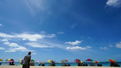 Beach and blue sky Stock Footage 122588308