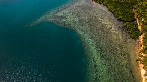 Beach and blue waters Stock Photos