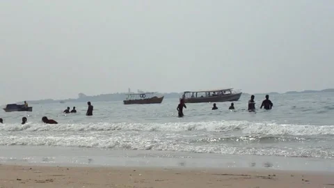 The beach and boat 스톡 동영상 154327403