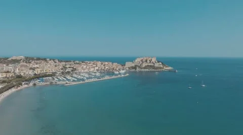 Beach and citadel of Calvi , Corsica island Stock Footage