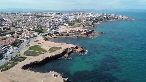 Beach and Cliffs Captured by Drone in Afternoon Light Vídeos de archivo 307702704