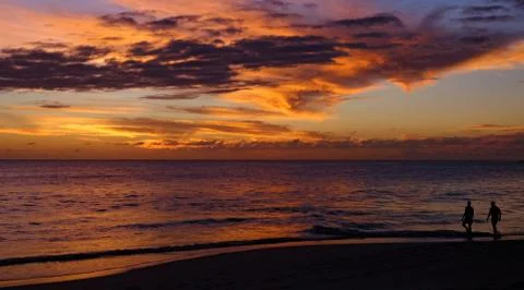 Beach and clouds at sunset, Mahe Island, Seychelles, Indian Ocean 스톡 사진