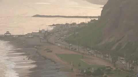 Beach and Coastline, Lima, Peru Stock Footage 24684695