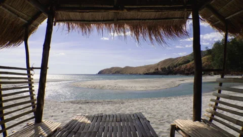 Beach and cottage moving camera Stock Footage 250157852
