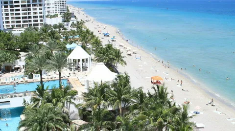 Beach and hotel pool Stock Footage 879232