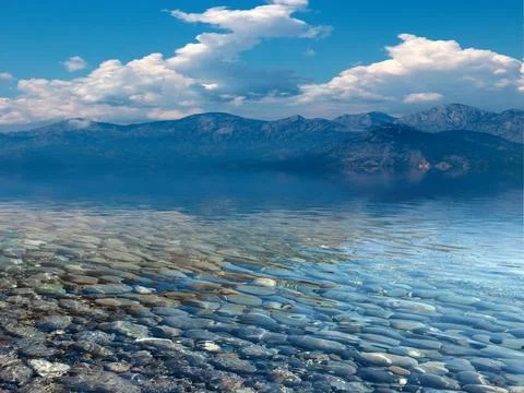 Beach and mountain range Stock Photos