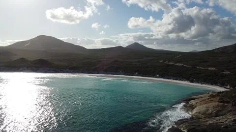 Beach and Mountains at Cape Le Grand, Aerial Drone View Stockbeeldmateriaal 337470026
