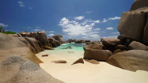 Beach and ocean between rocks Stock Footage 45545761