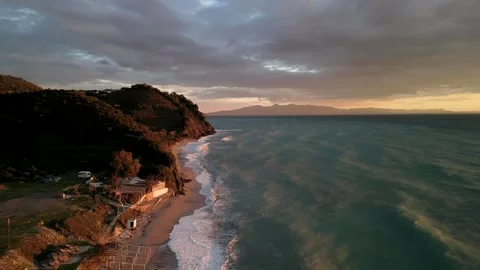 Beach and Ocean from the top Stock Footage 270166853