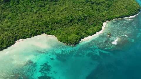 Beach and ocean waves on coastline of Samal Island. Davao, Philippines. Vídeo Stock 250854283