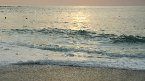Beach and ocean waves slow motion Stock Footage 68585469